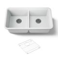 Product Image of 33-1/2" Undermount Double-Bowl Kitchen Sink (Matte White), K-8199-CM6
