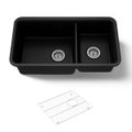 Product Image of 33-1/2" Undermount Double-Bowl Kitchen Sink (Matte Black), K-8204-CM1