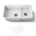 Product Image of 33-1/2" Undermount Double-Bowl Kitchen Sink (Matte White), K-8204-CM6