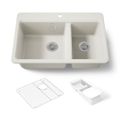 Product Image of 33" Top-Mount Double-Bowl Workstation Kitchen Sink (Biscuit), K-8669-1A2-96
