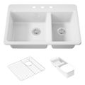 Product Image of Riverby 33" Top-Mount Double-Bowl Workstation Kitchen Sink (White), K-8669-3A2-0