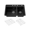 Product Image of Riverby 33" Top-Mount Double-Bowl Kitchen Sink (Black), K-8669-4A1-7