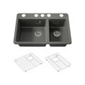 Product Image of Riverby 33" Undermount Double-Bowl Kitchen Sink (Thunder Grey), K-8669-5UA1-58