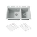 Product Image of Riverby 33" Undermount Double-Bowl Kitchen Sink (Ice Grey), K-8669-5UA1-95
