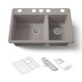 Product Image of 33" Undermount Double-Bowl Workstation Kitchen Sink (Truffle), K-8669-5UA3-TRF