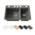 Product Image of Riverby 33" Undermount Double-Bowl Workstation Kitchen Sink (Thunder Grey), K-8669-5UPC-58