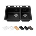 Product Image of Riverby 33" Undermount Double-Bowl Workstation Kitchen Sink (Black), K-8669-5UPC-7