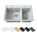 Product Image of Riverby 33" Undermount Double-Bowl Workstation Kitchen Sink (Ice Grey), K-8669-5UPC-95