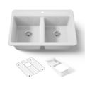 Product Image of 33" Top-Mount Double-Bowl Workstation Kitchen Sink (White), K-8679-1A2-0