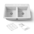 Product Image of 33" Top-Mount Double-Bowl Workstation Kitchen Sink (White), K-8679-4A2-0