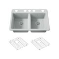 Product Image of Riverby 33" Undermount Double-Bowl Kitchen Sink (Ice Grey), K-8679-5UA1-95