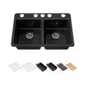 Product Image of Riverby 33" Undermount Double-Bowl Workstation Kitchen Sink (Black), K-8679-5UPC-7