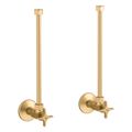 Product Image of Pair 1/2" Npt Angle Supplies w/ Stop, Cross Handle And Annealed Vertical Tube (Vibrant Brushed Moderne Brass), K-7606-P-2MB