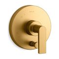 Product Image of Rite-Temp Valve Trim w/ Push-Button Diverter And Lever Handle (Vibrant Brushed Moderne Brass)