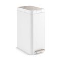 Product Image of 13-Gallon Stainless Steel Slim Step Trash Can w/ Bifold Lid (Stainless Steel + White), K-23826-STW