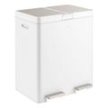 Product Image of 21.7-Gallon Stainless Steel Dual-Bin Step Trash Can (Stainless Steel + White), K-23828-STW