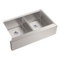 Product Image of Strive 35-1/2" Undermount Double-Bowl Farmhouse Kitchen Sink w/ Accessories (Stainless Steel), K-33159-NA
