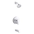 Product Image of Pitch Rite-Temp Bath And Shower Trim Kit w/ Push-Button Diverter And Lever Handle, 2.5 Gpm (Polished Chrome), K-T49980-4Y-CP