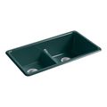 Product Image of Iron/Tones Smart Divide 33" Top-/Undermount Double-Bowl Kitchen Sink (Teal), K-5312-17