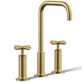 Product Image of Purist Widespread Bathroom Sink Faucet w/ Cross Handles, 1.2 GPM (Vibrant Brushed Moderne Brass), K-14408-3-2MB