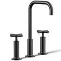 Product Image of Purist Widespread Bathroom Sink Faucet w/ Cross Handles, 1.2 GPM (Matte Black), K-14408-3-BL