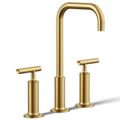 Product Image of Purist Widespread Bathroom Sink Faucet w/ Lever Handles, 1.2 GPM (Vibrant Brushed Moderne Brass), K-14408-4-2MB