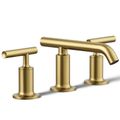 Product Image of Purist Widespread Bathroom Sink Faucet w/ Lever Handles, 1.2 GPM (Vibrant Brushed Moderne Brass), K-14410-4-2MB