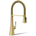 Product Image of Graze Semi-professional Kitchen Faucet w/ 3-Function Sprayhead (Vibrant Brushed Moderne Brass), K-22061-2MB