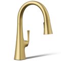 Product Image of Graze Pull-down Kitchen Faucet w/ 3-Function Sprayhead (Vibrant Brushed Moderne Brass), K-22063-2MB