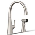 Product Image of Graze Single-handle Kitchen Faucet w/ 2-Function Side Sprayer (Vibrant Stainless), K-22064-VS