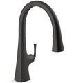 Product Image of Graze Touchless Pull-down Kitchen Faucet w/ 3-Function Sprayhead (Matte Black), K-22068-BL