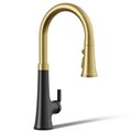 Product Image of Tone Touchless Pull-down Kitchen Faucet w/ 3-Function Sprayhead (Matte Black w/ Brushed Moderne Brass), K-23766-BMB