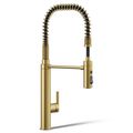 Product Image of Purist Semi-professional Kitchen Faucet w/ 3-Function Sprayhead (Vibrant Brushed Moderne Brass), K-24982-2MB
