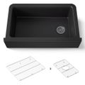 Product Image of Cairn 34" Undermount Single-bowl Farmhouse Kitchen Sink (Matte Black), K-25786-CM1