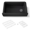 Product Image of Cairn 34" Undermount Single-bowl Farmhouse Kitchen Sink w/ Fluted Design (Matte Black), K-25788-CM1