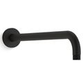 Product Image of Statement 15-1/2" Wall Mount 1-Function Rainhead Arm And Flange (Matte Black), K-26322-BL
