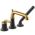 Product Image of Tone Deck Mounted Bath Faucet w/ Handshower (Matte Black w/ Brushed Moderne Brass), K-26441-4-BMB