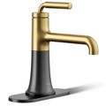 Product Image of Tone Single-handle Bathroom Sink Faucet, 1.2 GPM (Matte Black w/ Brushed Moderne Brass), K-27415-4-BMB
