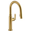 Product Image of Edalyn by Studio McGee Pull-down Kitchen Faucet w/ 3-Function Sprayhead (Vibrant Brushed Moderne Brass), K-28358-2MB