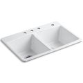 Product Image of Brookfield 33" Top Mount Double-bowl Kitchen Sink (White), K-5846-4-0
