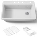 Product Image of Riverby 33" Top Mount Single-bowl Workstation Kitchen Sink (White), K-5871-4A2-0
