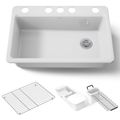 Product Image of Riverby 33" Undermount Single-bowl Workstation Kitchen Sink (White), K-5871-5UA3-0