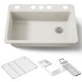 Product Image of Riverby 33" Undermount Single-bowl Workstation Kitchen Sink (Biscuit), K-5871-5UA3-96