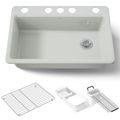 Product Image of Riverby 33" Undermount Single-bowl Workstation Kitchen Sink (Sea Salt), K-5871-5UA3-FF