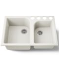 Product Image of Executive Chef 33" Undermount Double-bowl Kitchen Sink (Biscuit), K-5931-4U-96