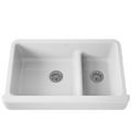 Product Image of Whitehaven Smart Divide 35-1/2" Undermount Double-bowl Farmhouse Kitchen Sink w/ Short Apron (White), K-6426-0
