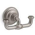 Product Image of Artifacts Double Robe Hook (Vibrant Brushed Nickel), K-72572-BN