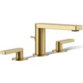 Product Image of Composed Widespread Bathroom Sink Faucet w/ Lever Handles, 1.2 GPM (Vibrant Brushed Moderne Brass), K-73060-4-2MB