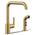 Product Image of Purist Single-handle Kitchen Faucet w/ Side Sprayer (Vibrant Brushed Moderne Brass), K-7508-2MB