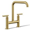 Product Image of Purist Two-hole Bridge Kitchen Faucet (Vibrant Brushed Moderne Brass), K-7547-4-2MB